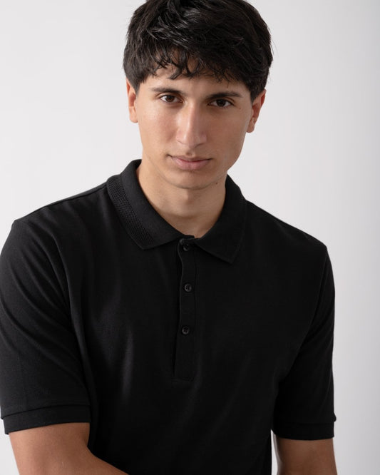 Oliver Sweeney Tralee Mens Pique Cotton Polo Shirt - Black
