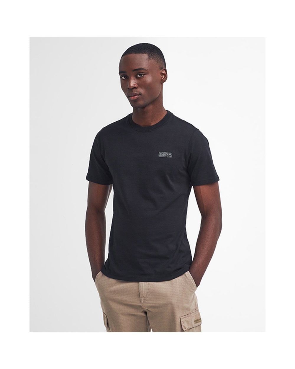 Barbour International Small Logo Mens T-Shirt - Black/Pewter - CHO - Designer Mens Logo T-Shirts