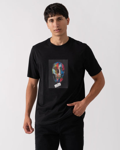 PS Paul Smith Mens Regular Fit Colour Skull T-Shirt - 79 Black