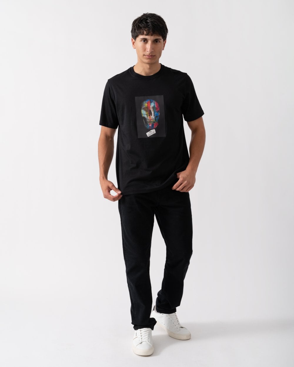 PS Paul Smith Mens Regular Fit Colour Skull T-Shirt - 79 Black
