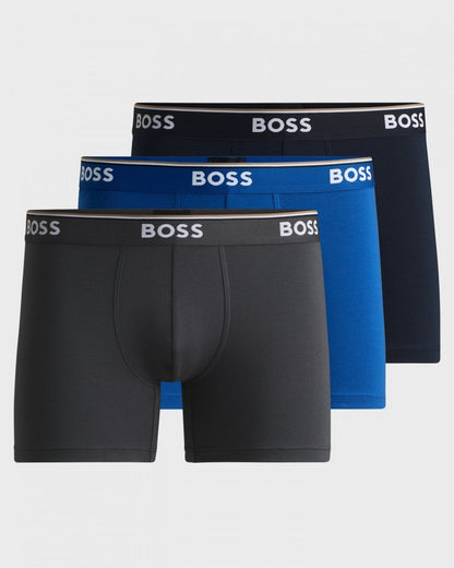 BOSS Orange Power Three Pack Mens Stretch Cotton Boxer Briefs With Logos NOS