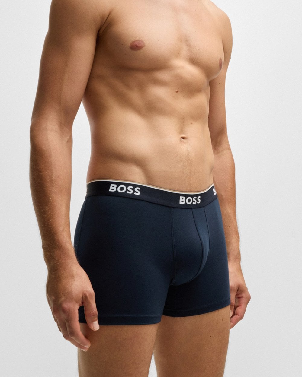 BOSS Orange Power Three Pack Mens Stretch Cotton Boxer Briefs With Logos NOS - Open Blue 487