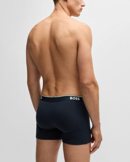 BOSS Orange Power Three Pack Mens Stretch Cotton Boxer Briefs With Logos NOS - Open Blue 487