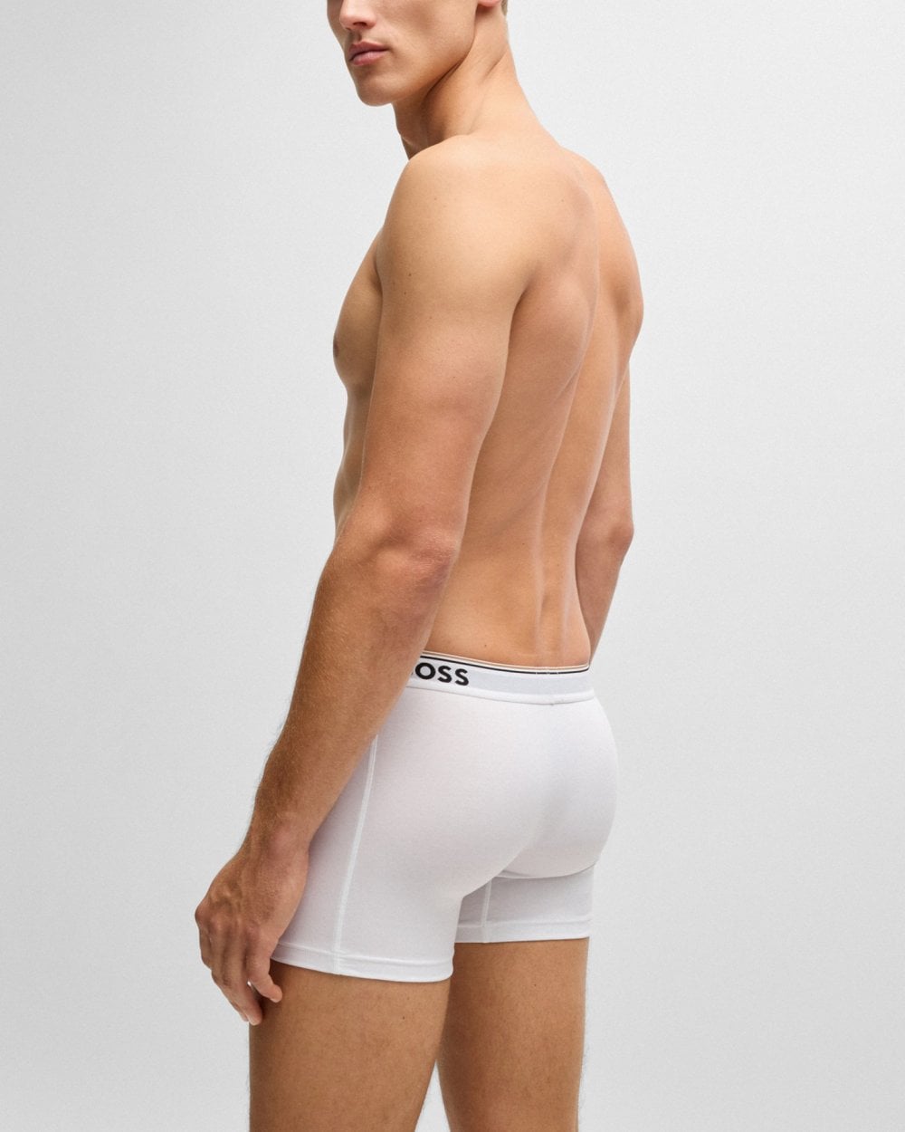 BOSS Orange Power Three Pack Mens Stretch Cotton Boxer Briefs With Logos NOS - White 100