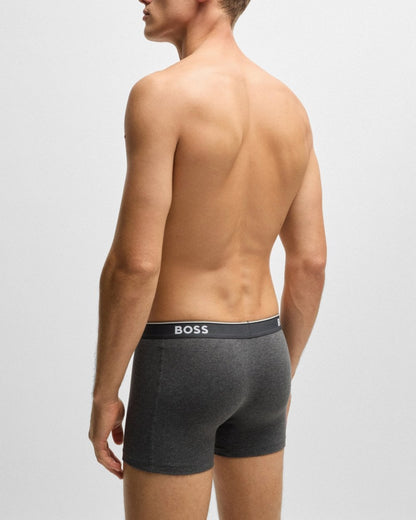 BOSS Orange Power Three Pack Mens Stretch Cotton Boxer Briefs With Logos NOS - Open Grey 061