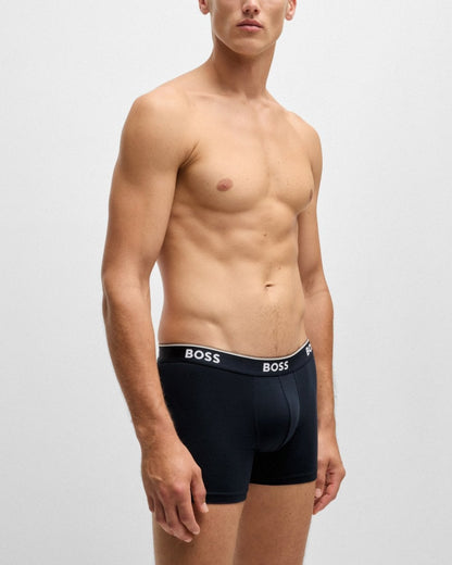 BOSS Orange Power Three Pack Mens Stretch Cotton Boxer Briefs With Logos NOS - Open Blue 480