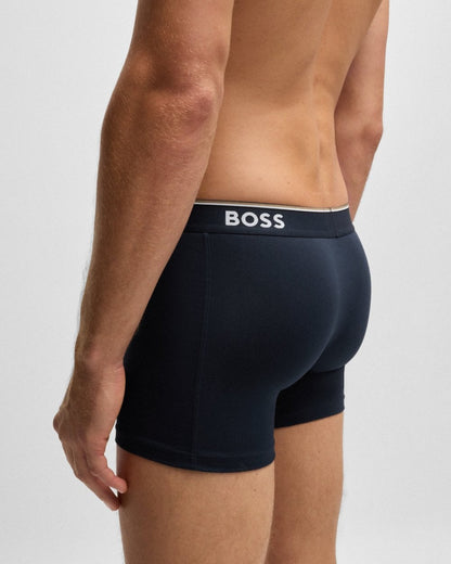 BOSS Orange Power Three Pack Mens Stretch Cotton Boxer Briefs With Logos NOS - Open Blue 480