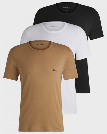 BOSS Orange 3 Pack Classic Regular Fit Crew Neck Mens T-Shirts NOS - Beige/White/Black 265