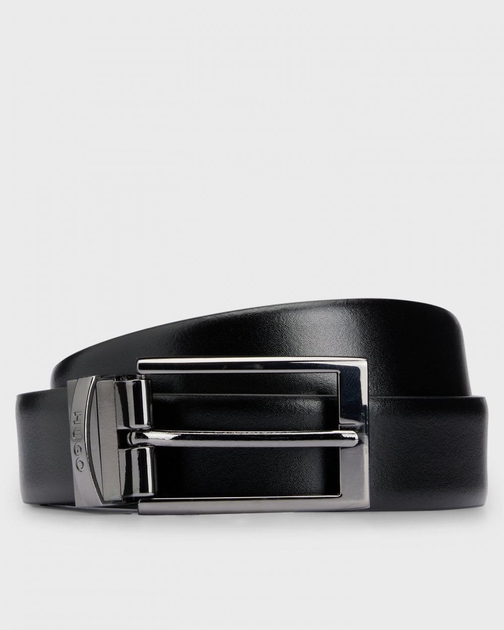 HUGO Elvio Mens Reversible Leather Belt with Branded Keeper NOS