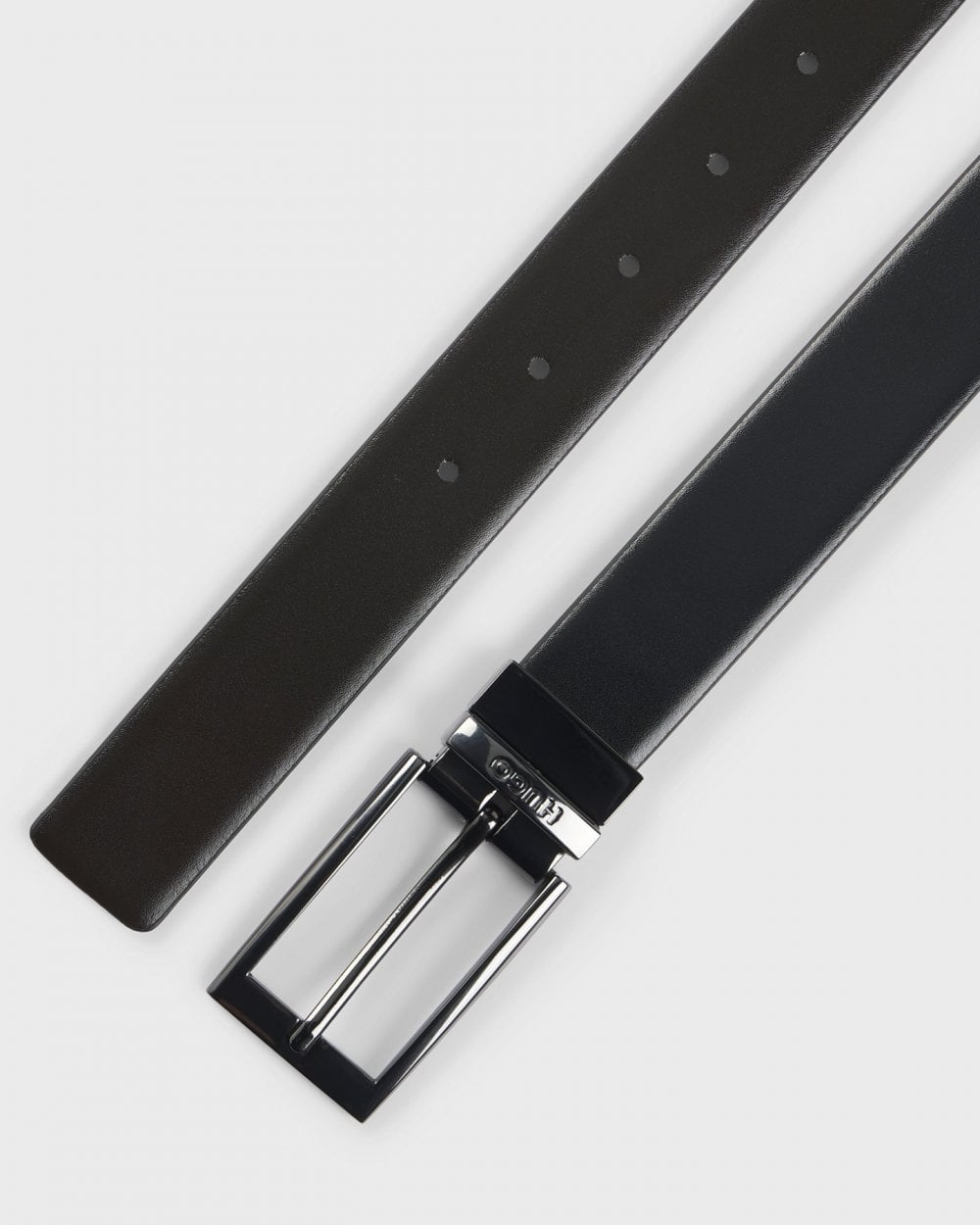 HUGO Elvio Mens Reversible Leather Belt with Branded Keeper NOS