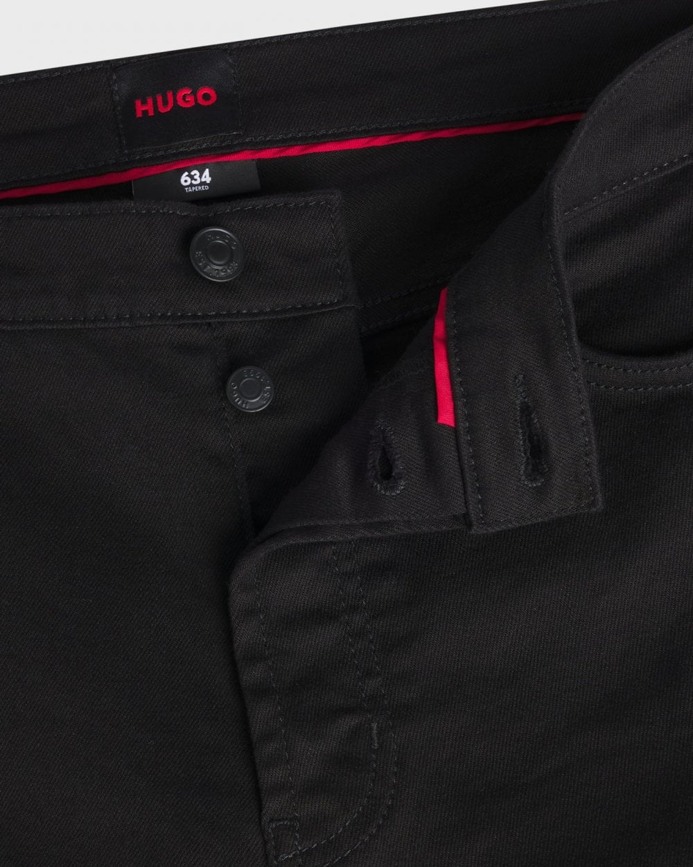HUGO HUGO 634 Mens Tapered-Fit Jeans in Ultra Black Stretch Denim