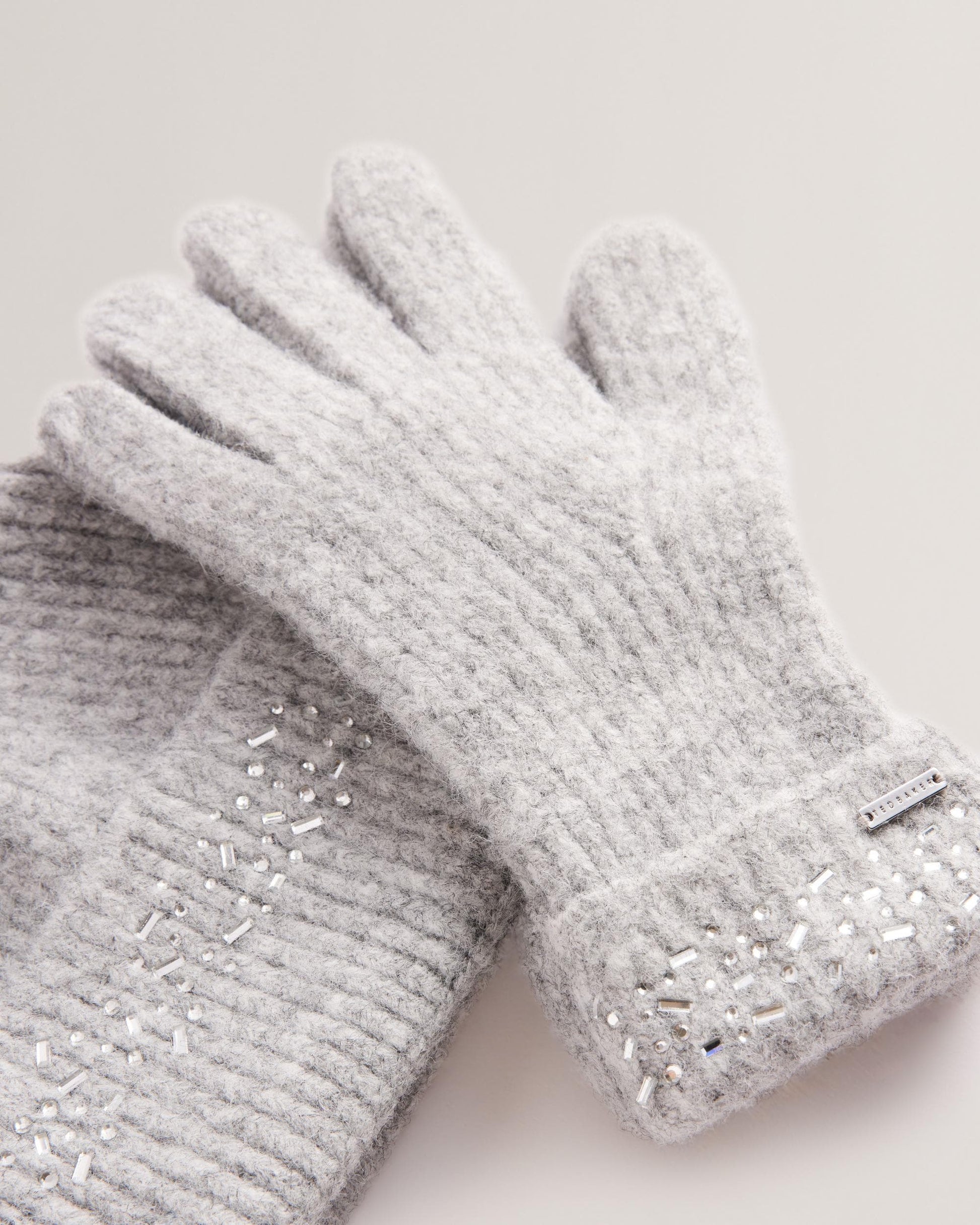 Ted Baker KERIIS Womens Rhinestone Knitted Hat and Gloves Set