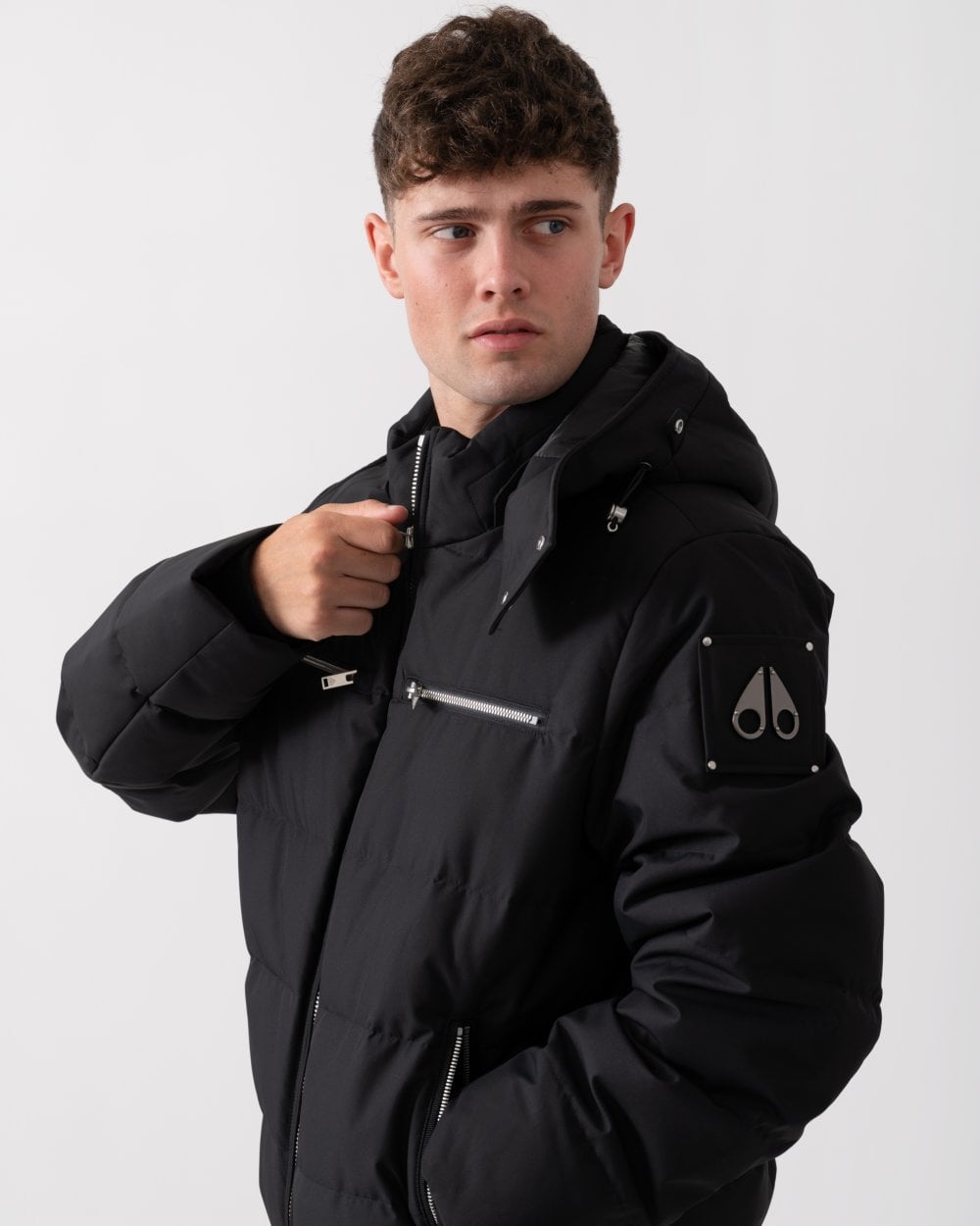 Moose Knuckles Mens Cloud Neoshear Mens Bomber Jacket - Black With Black Shearling 305