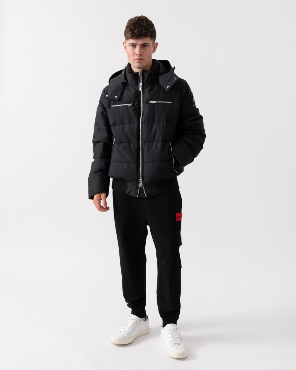 Moose Knuckles Mens Cloud Neoshear Mens Bomber Jacket - Black With Black Shearling 305
