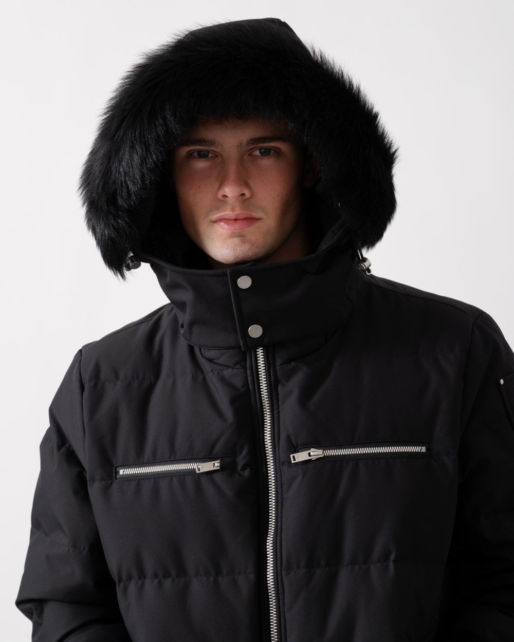 Moose Knuckles Mens Cloud Neoshear Mens Bomber Jacket - Black With Black Shearling 305
