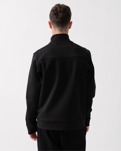 BOSS Green Sweat 1 Mens 1/4 Zip Sweatshirt with Contrast Piping - Black 001