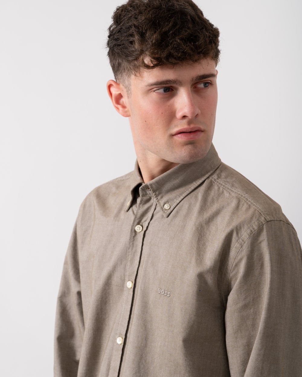 BOSS Orange Rickert Mens Long Sleeve Shirt - Open Green 368