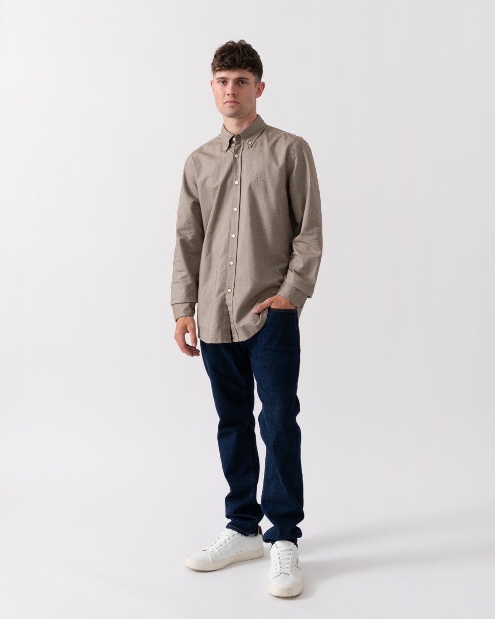 BOSS Orange Rickert Mens Long Sleeve Shirt - Open Green 368
