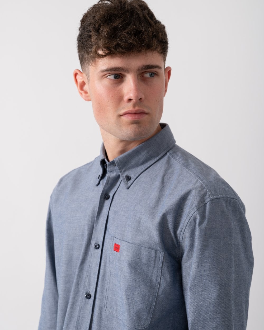 HUGO Evito Slim Fit Mens Long Sleeved Shirt - Dark Blue 406