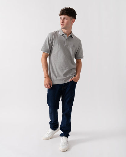 BOSS Orange Passertip Mens Short Sleeve Polo Shirt With Tipped Collar - Light/Pastel Grey 051