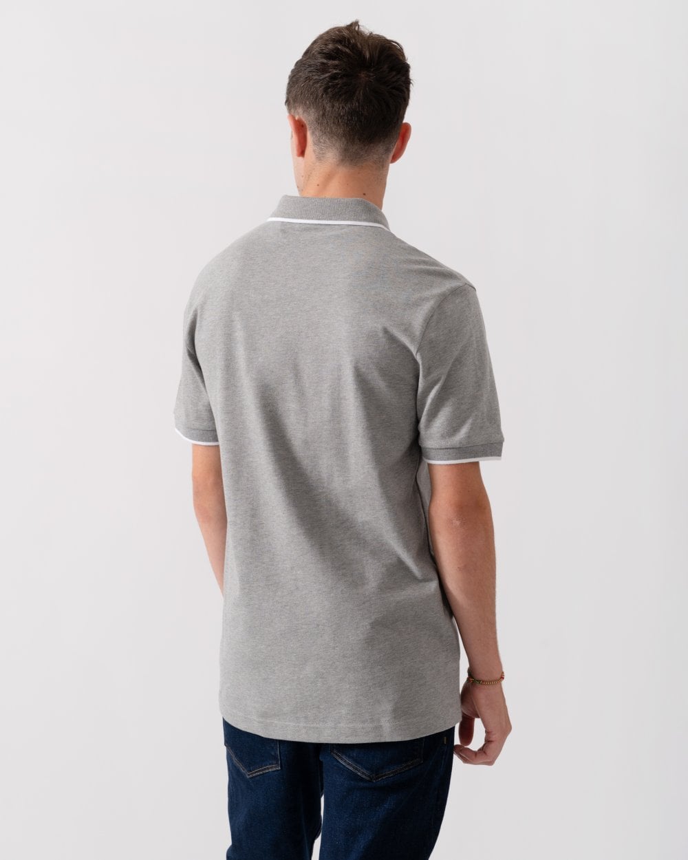 BOSS Orange Passertip Mens Short Sleeve Polo Shirt With Tipped Collar - Light/Pastel Grey 051