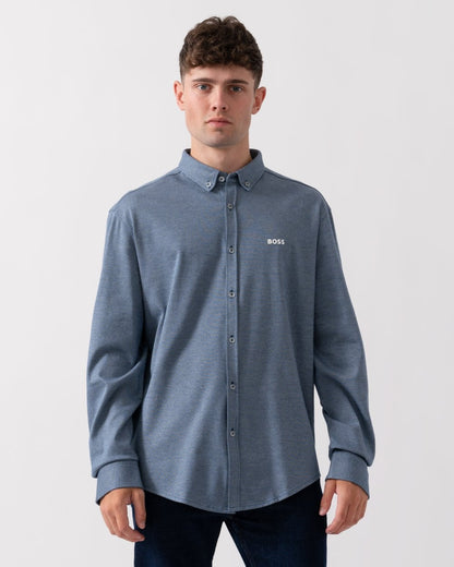 BOSS Green B Motion Mens Long Sleeve Shirt in Anti-Wrinkle Cotton