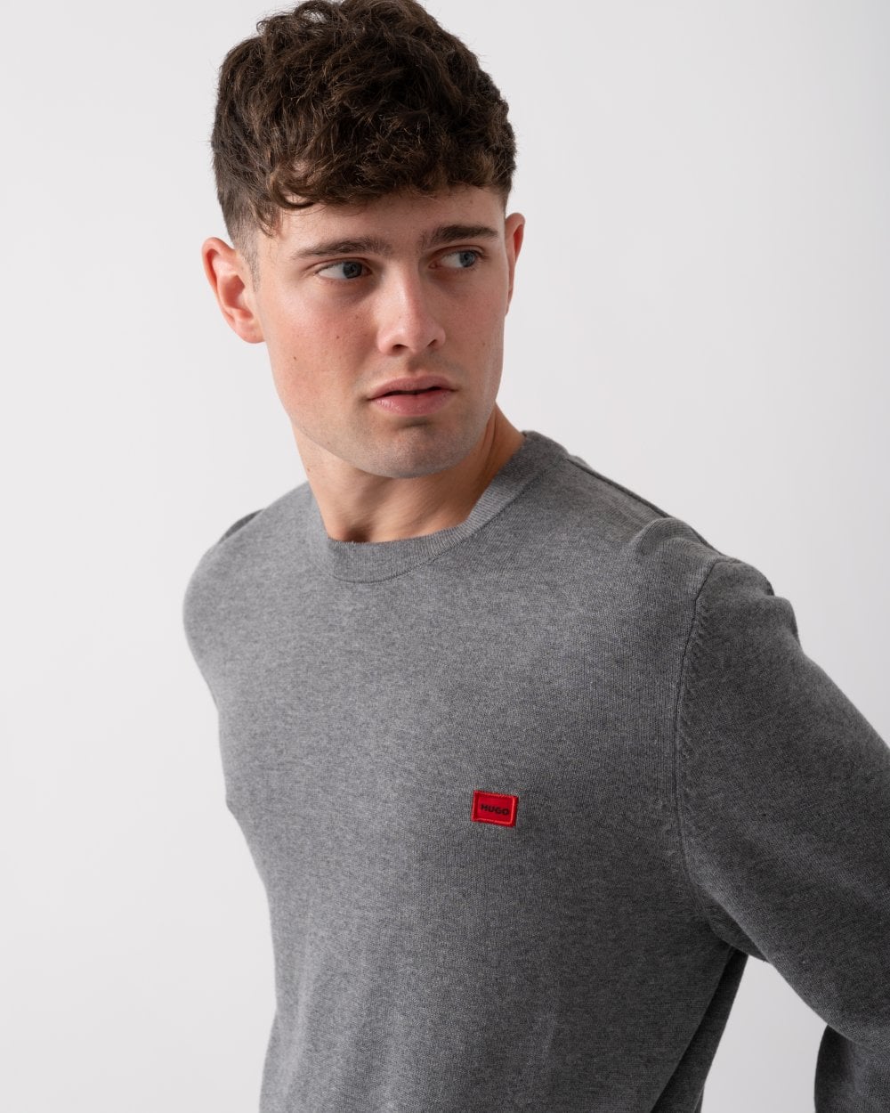 HUGO San Cassius Mens Crew Neck Sweater - Medium Grey 034