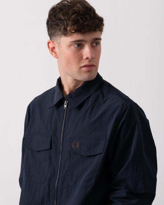 Fred Perry Mens Zip Overshirt - Navy 311