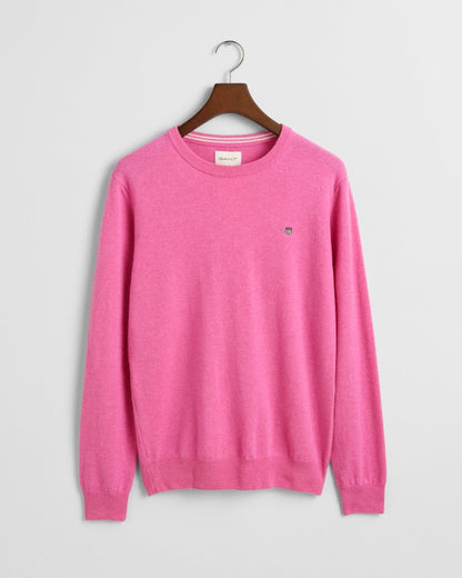 GANT Mens Superfine Lambswool Crew Neck Jumper - 669 Candy Pink
