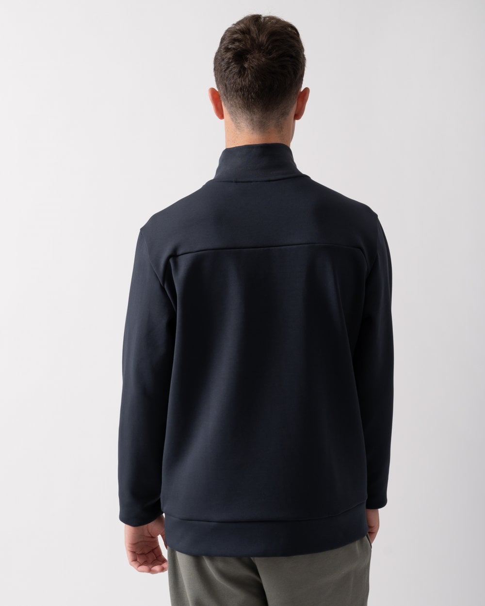 BOSS Green Sweat 1 Mens 1/4 Zip Sweatshirt with Contrast Piping - Dark Blue 402