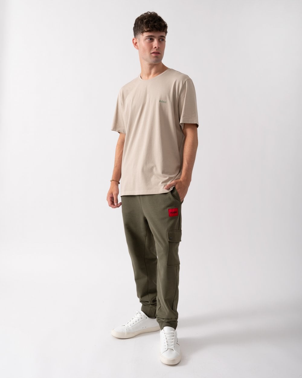 BOSS Orange Mix&Match Mens Stretch-Cotton Loungewear T-Shirt with Embroidered Logo - Light Beige 275