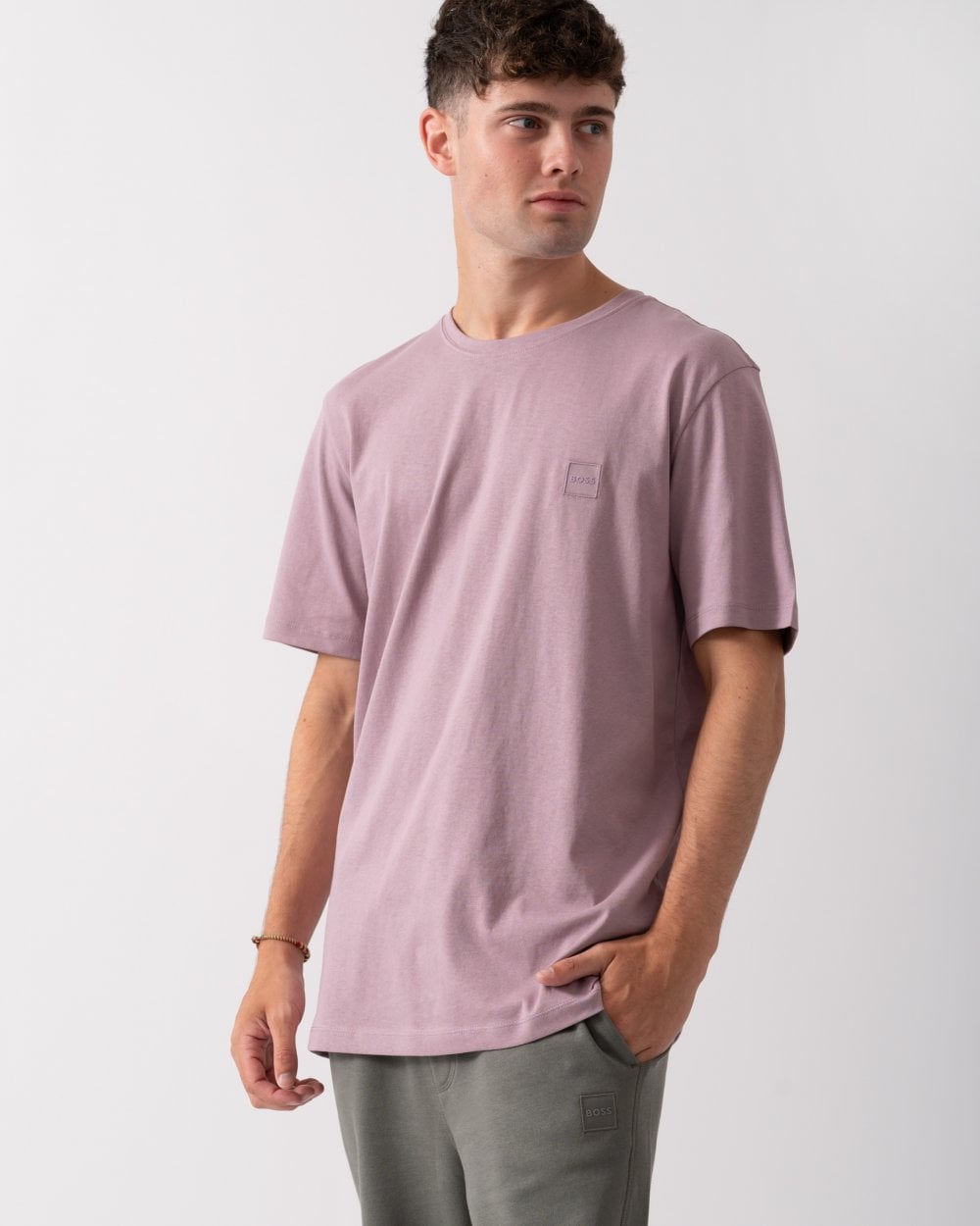 BOSS Orange Tales Mens Cotton-Jersey T-shirt With Logo Patch - Open Purple 555