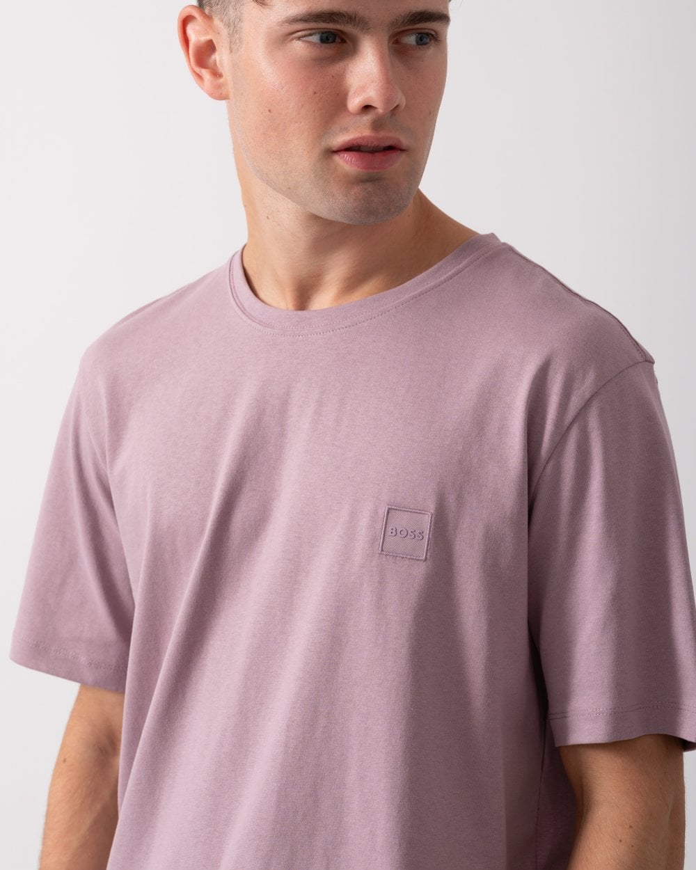 BOSS Orange Tales Mens Cotton-Jersey T-shirt With Logo Patch - Open Purple 555