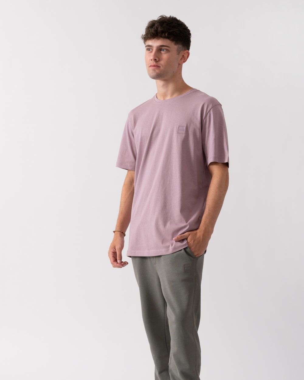 BOSS Orange Tales Mens Cotton-Jersey T-shirt With Logo Patch - Open Purple 555