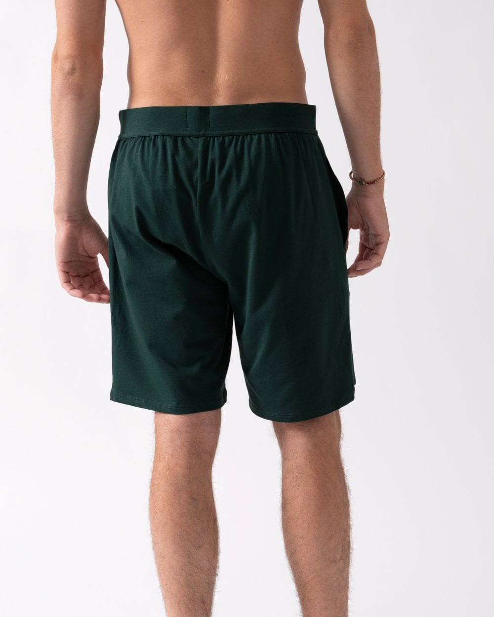 BOSS Orange Unique Mens Stretch-Cotton Pyjama Shorts with Logo Print - Open Green 385