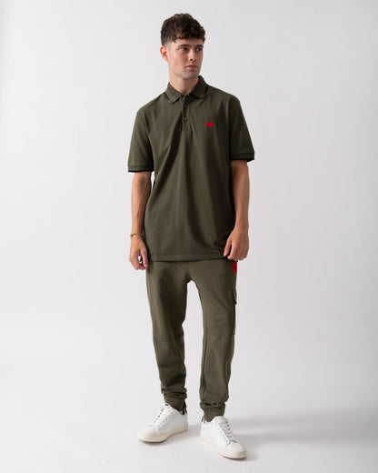 HUGO Deresino232 Mens Tipped Polo Shirt With Logo Label - Khaki 257