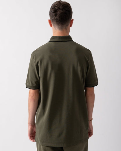 HUGO Deresino232 Mens Tipped Polo Shirt With Logo Label - Khaki 257