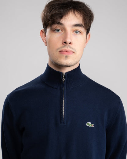 Lacoste Half Zip Logo Mens Sweatshirt - Navy Blue 166
