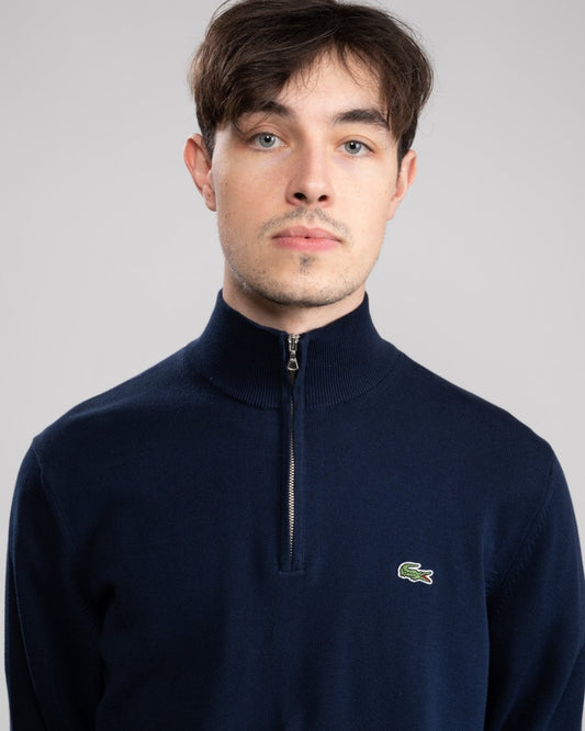 Lacoste Half Zip Logo Mens Sweatshirt - Navy Blue 166