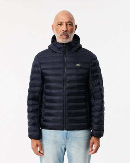 Lacoste Mens Hooded Puffer Jacket BH2909 - Navy Blue HDE