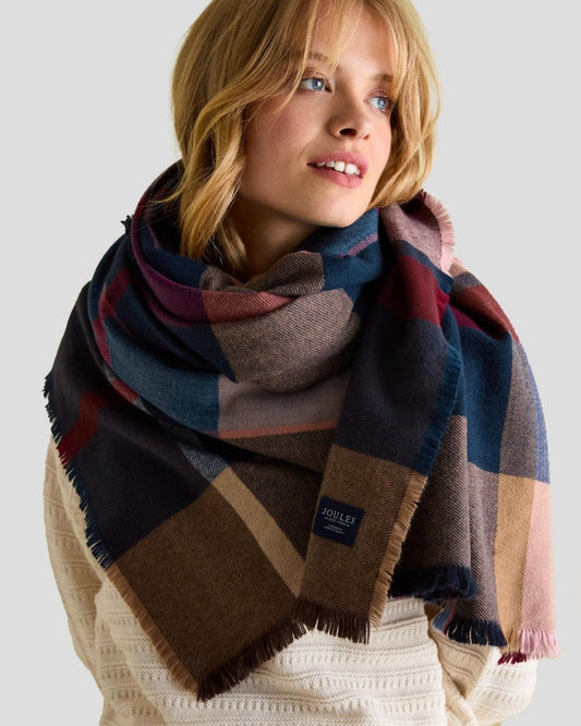 Joules Bracewell Womens Large Check Blanket Scarf 223799
