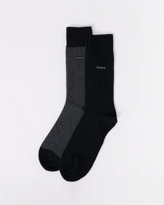 BOSS Orange 2-Pack Mens Regular Length Combed Cotton-Blend Minipattern Socks