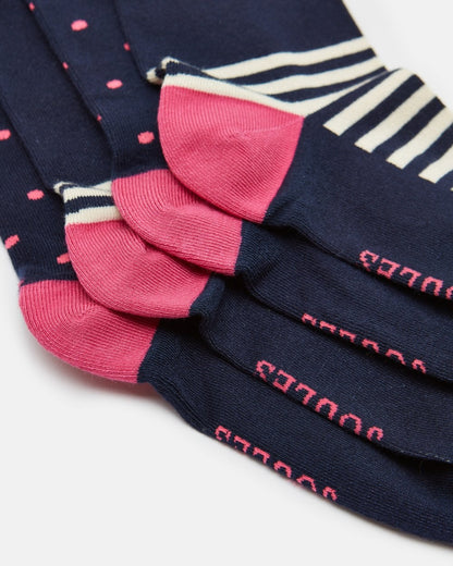 Joules Everyday 2 Pack Womens Socks - Navy Dog