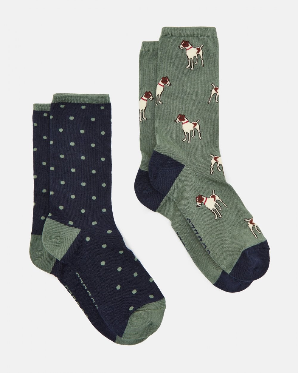 Joules Everyday 2 Pack Womens Socks - Green Patch
