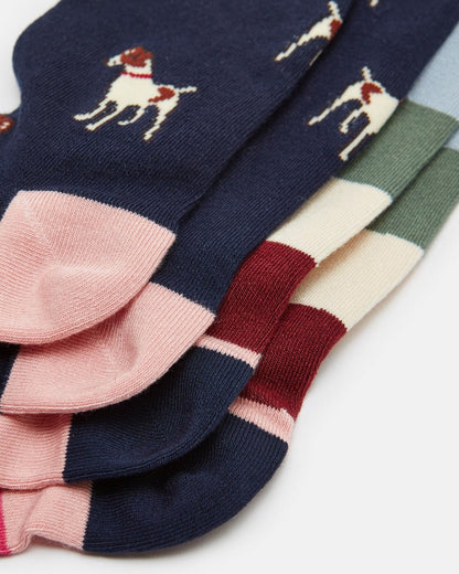Joules Everyday 2 Pack Womens Socks - Navy Patch