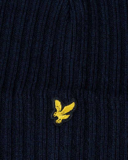 Lyle & Scott Knitted Ribbed Beanie - Z271 Dark Navy
