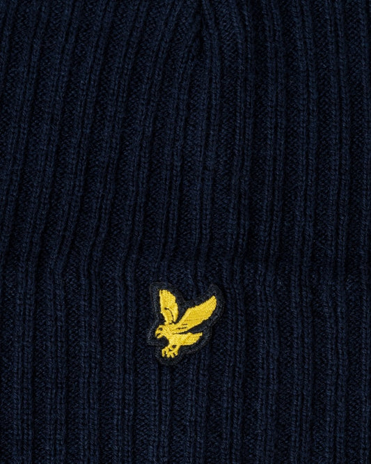 Lyle & Scott Knitted Ribbed Beanie - Z271 Dark Navy