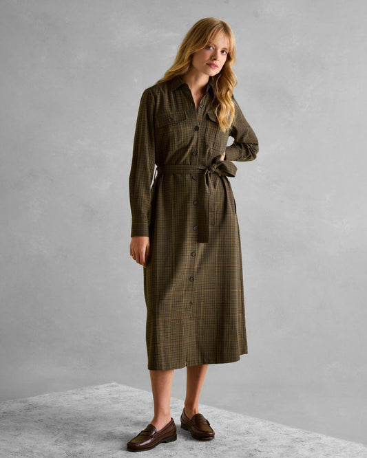 Joules Meredith Check Womens Midi Shirt Dress