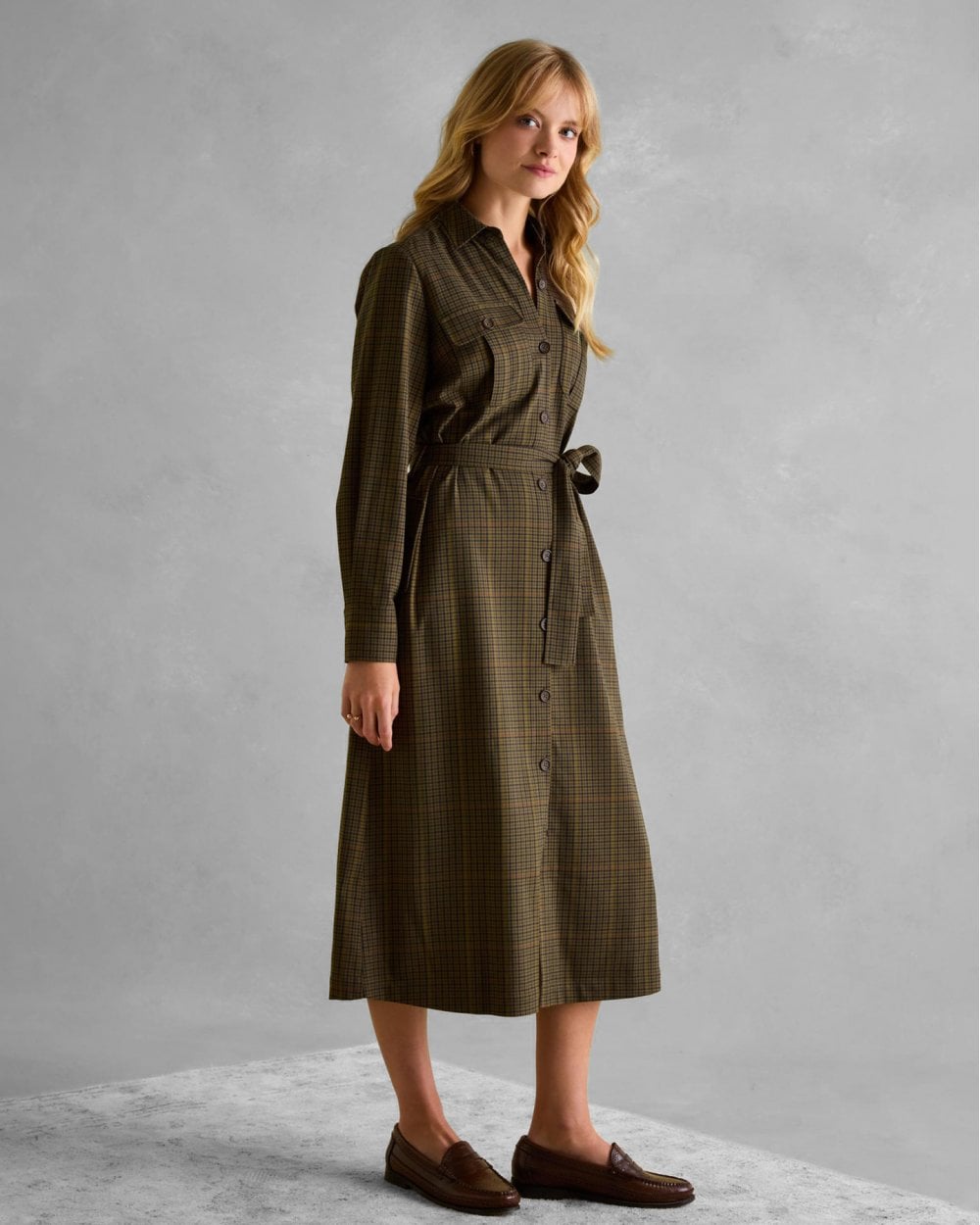 Joules Meredith Check Womens Midi Shirt Dress