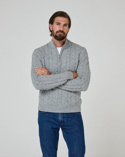 Oliver Sweeney Darlington Mens 1/4 Zip Lambswool Jumper - Grey